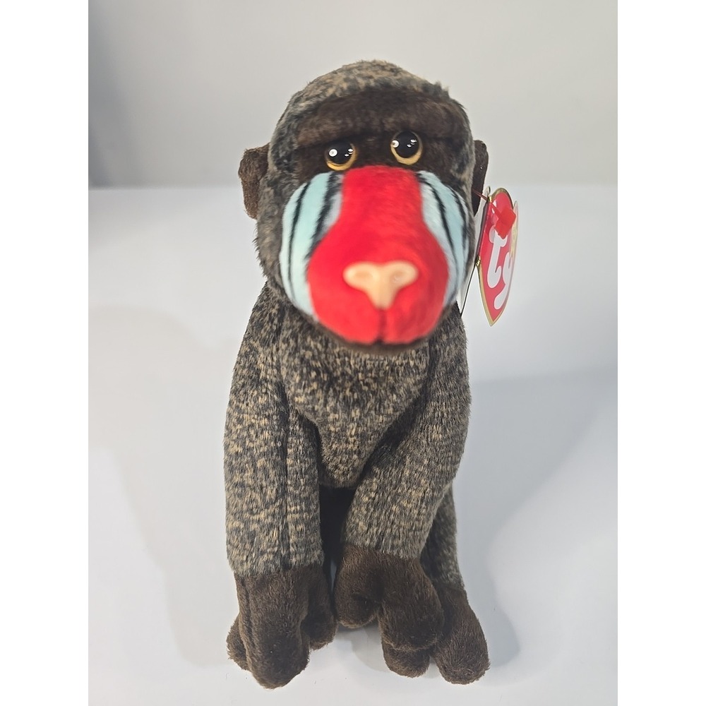 Rare Retired Ty Beanie Baby Cheeks The Baboon 1999 Mint P.E. Pellets With Errors